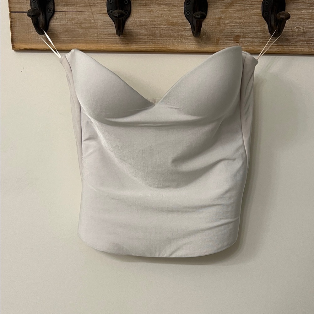 David's Bridal White Strapless Bustier Top